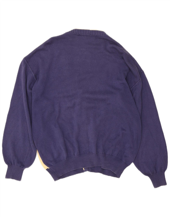 DALMINE Herren-Cardigan-Pullover IT 50 Mittelmarineblaue Colourblock-Baumwolle