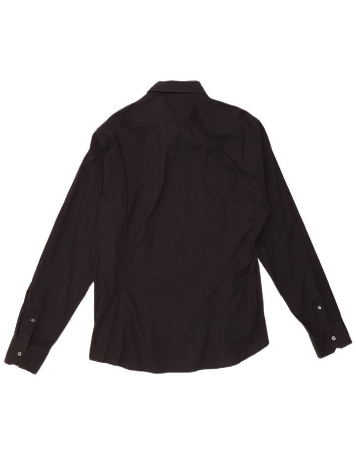 BENETTON Herrenhemd XL, schwarze Baumwolle