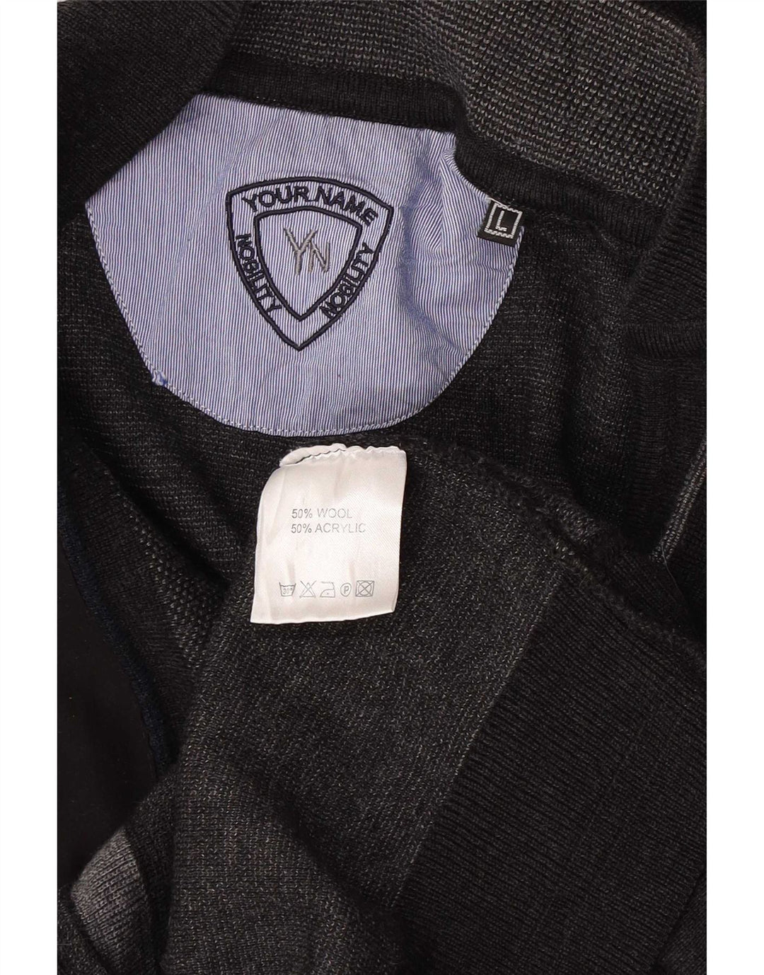 Vintage Herren Cardigan Pullover Große graue geometrische Wolle