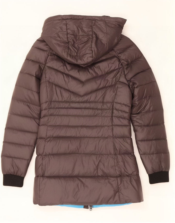 Byblos Wattierte Damenjacke mit Kapuze, UK 8, Small, graues Nylon