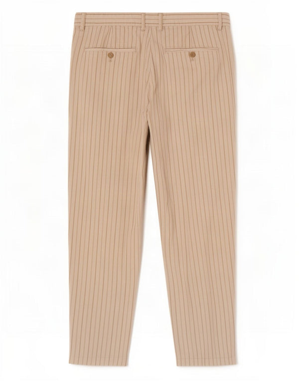 Zara Herren Crop Chino Hose EU 40 Medium W31 L26 Off White gestreift