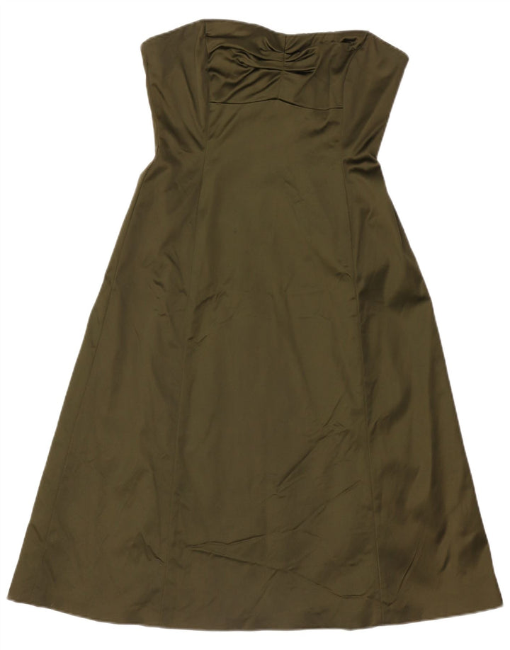 Coast Trägerloses Damenkleid UK 12 Mittel Khaki Acetat