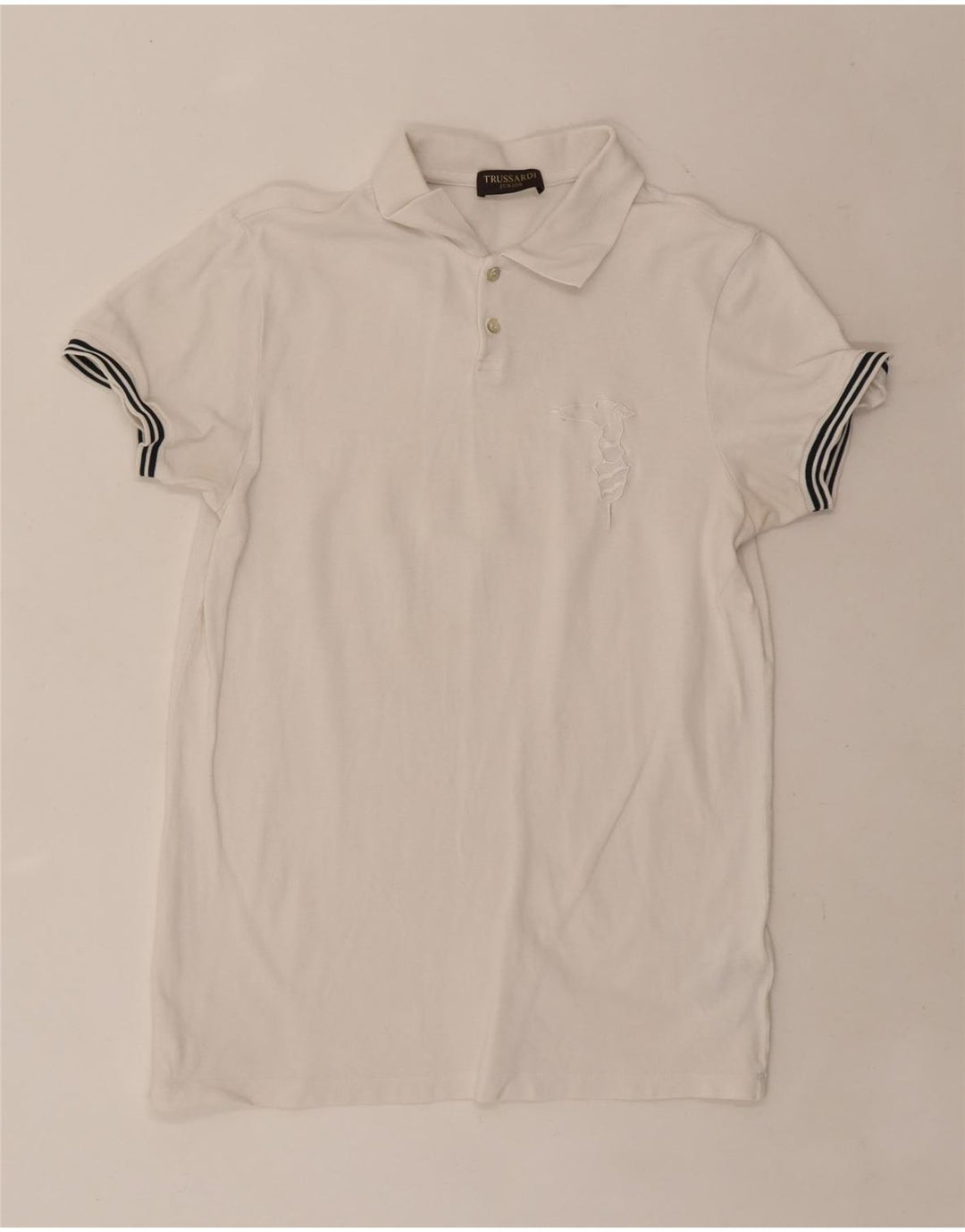 TRUSSARDI Boys Polo Shirt 15-16 Years White Cotton