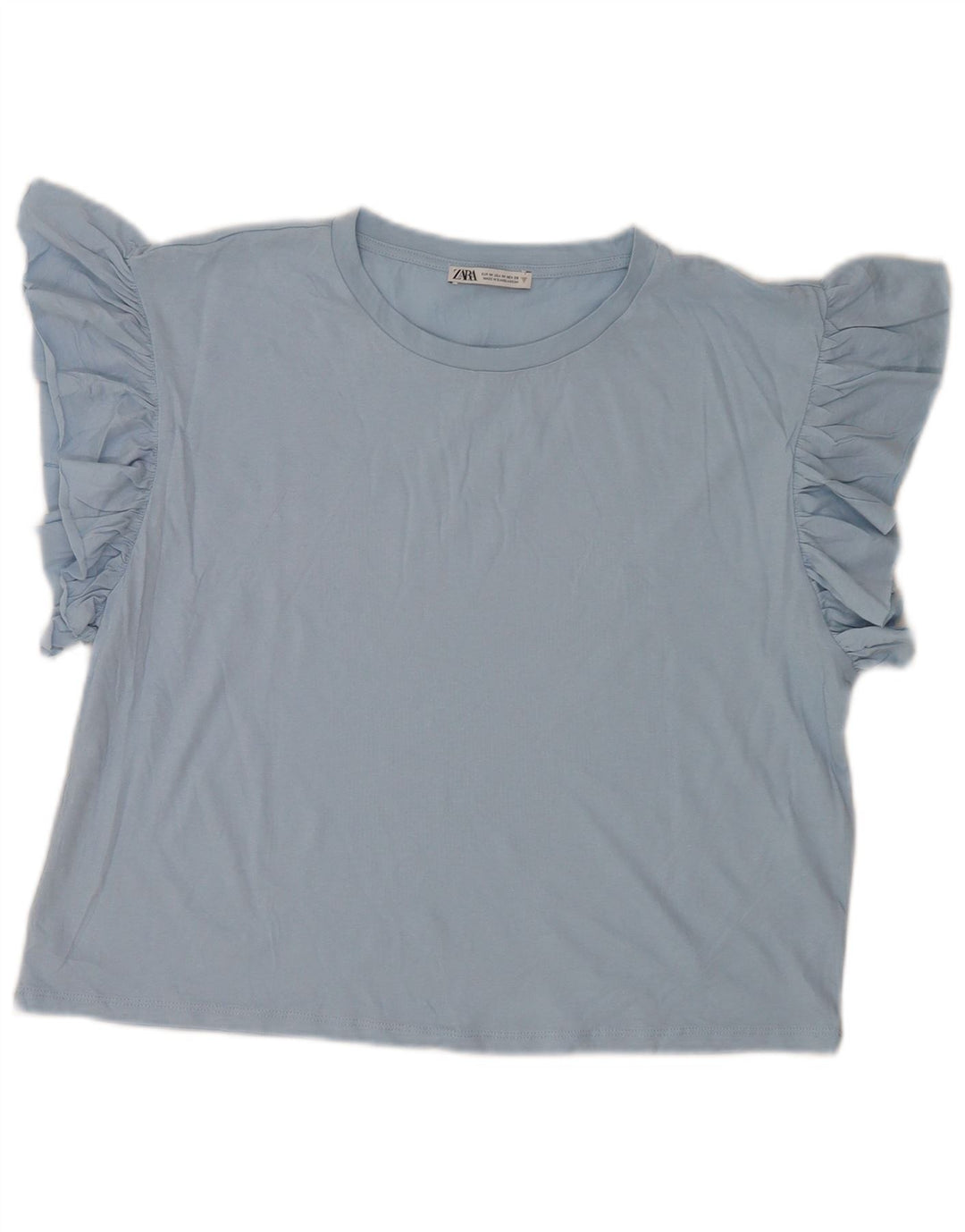 Zara Damen Blusentop UK 14 Mittelblaue Baumwolle