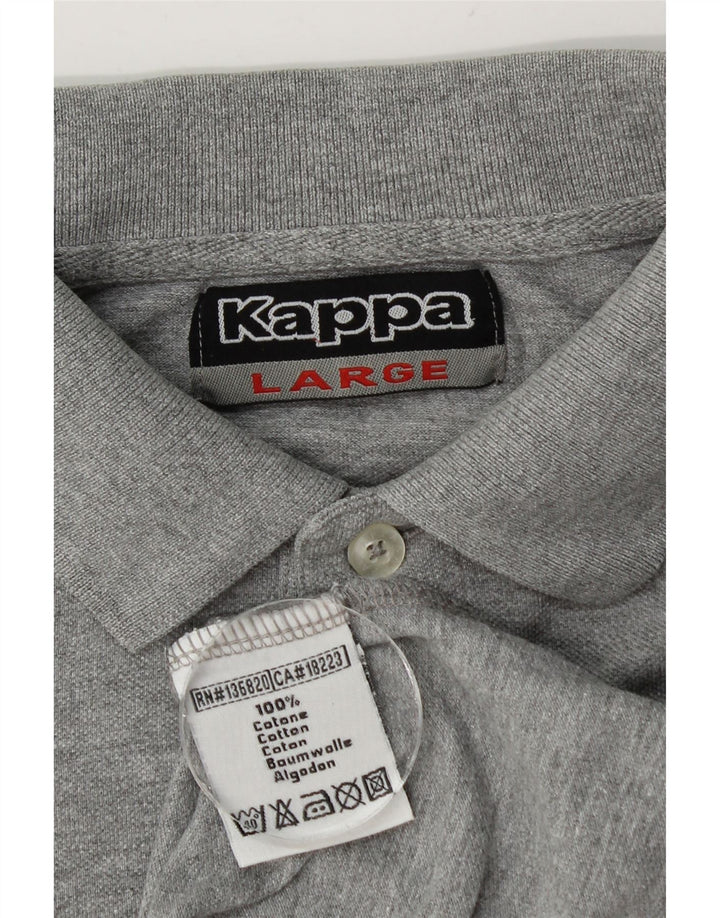 Kappa Herren-Poloshirt, groß, grau gefleckte Baumwolle