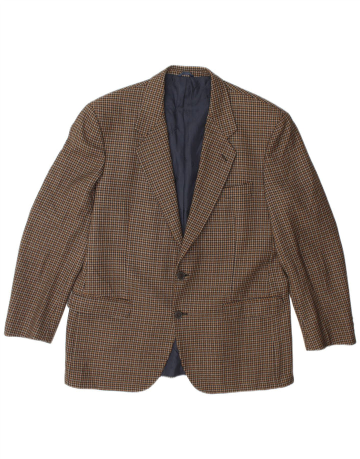 Cacharel Herren-Blazer mit 2 Knöpfen, IT 52 XL, braune Wolle mit Hahnentrittmuster