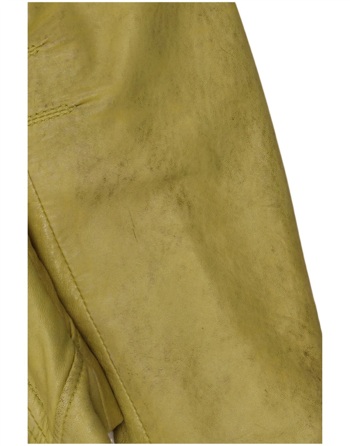 Freaky Nation Damen Lederjacke UK 10 Small Grünes Leder