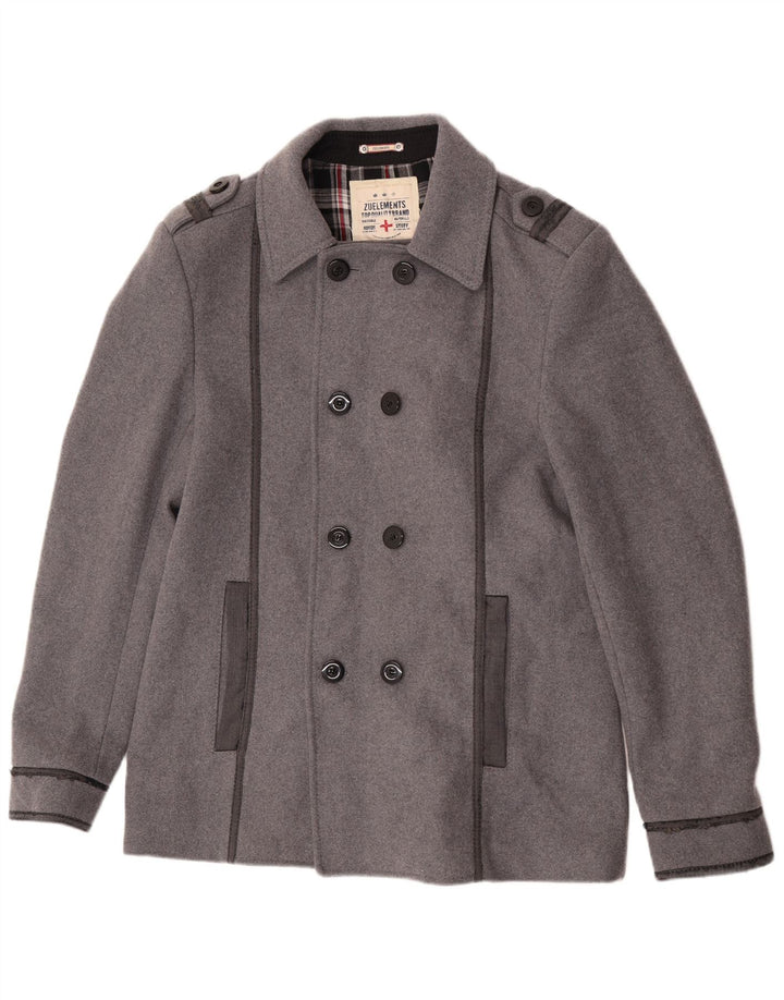 Zu Elements Herren Pea Coat UK 42 XL Graue Wolle