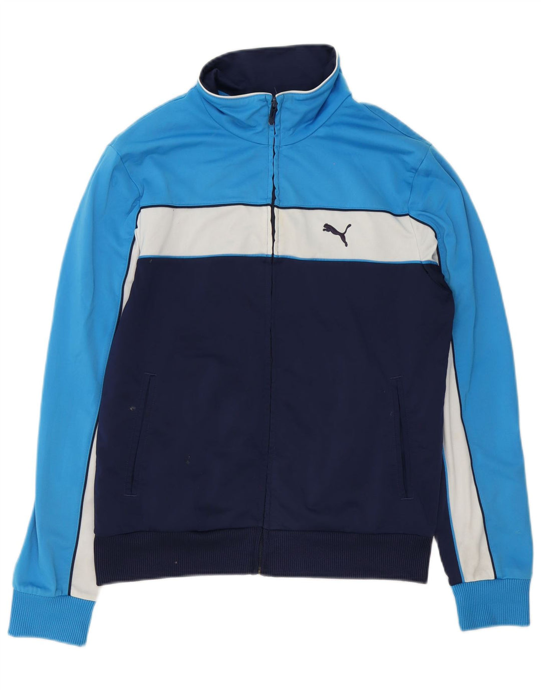 Puma Herren-Trainingsanzug-Top-Jacke, mittelgroß, Marineblau, Farbblock