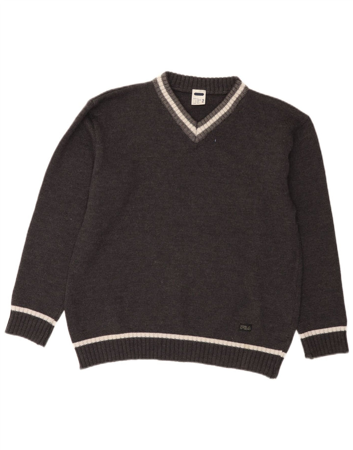 Fila Herren-Pullover mit V-Ausschnitt, Größe S, Grau