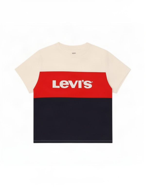 Levi's Womens Loose Fit Graphic T-Shirt Top UK 6 XS White Colourblock