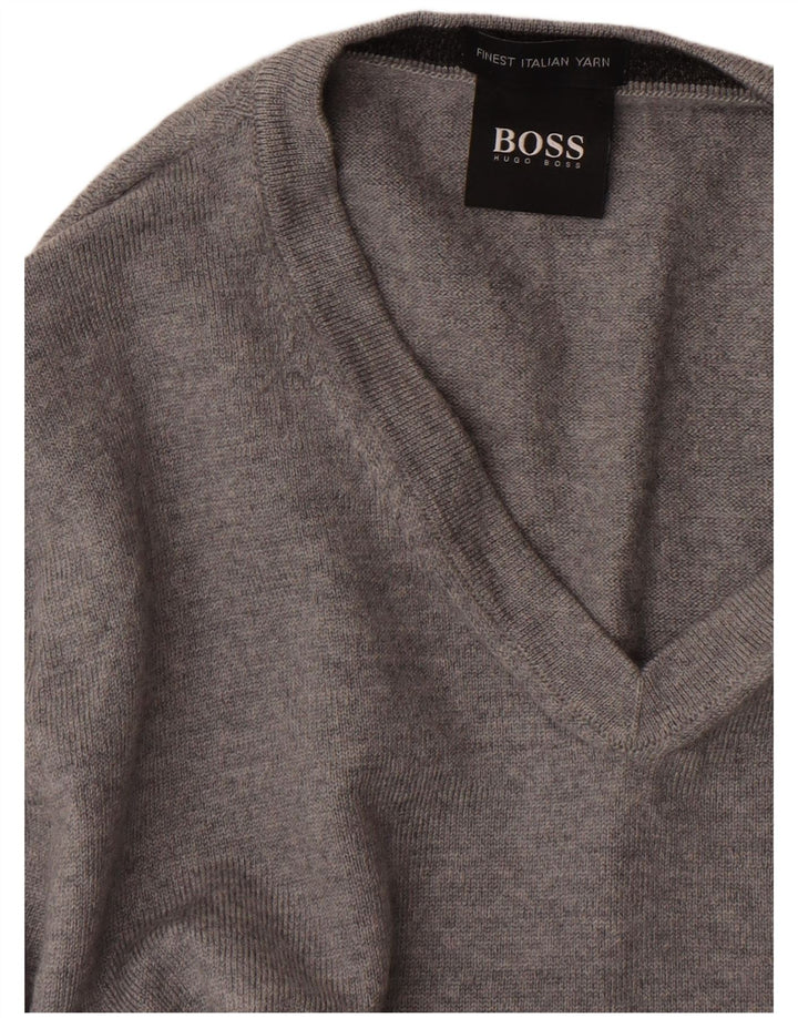 HUGO BOSS Damen-Pullover mit V-Ausschnitt, Gr. 10, Größe S, Grau
