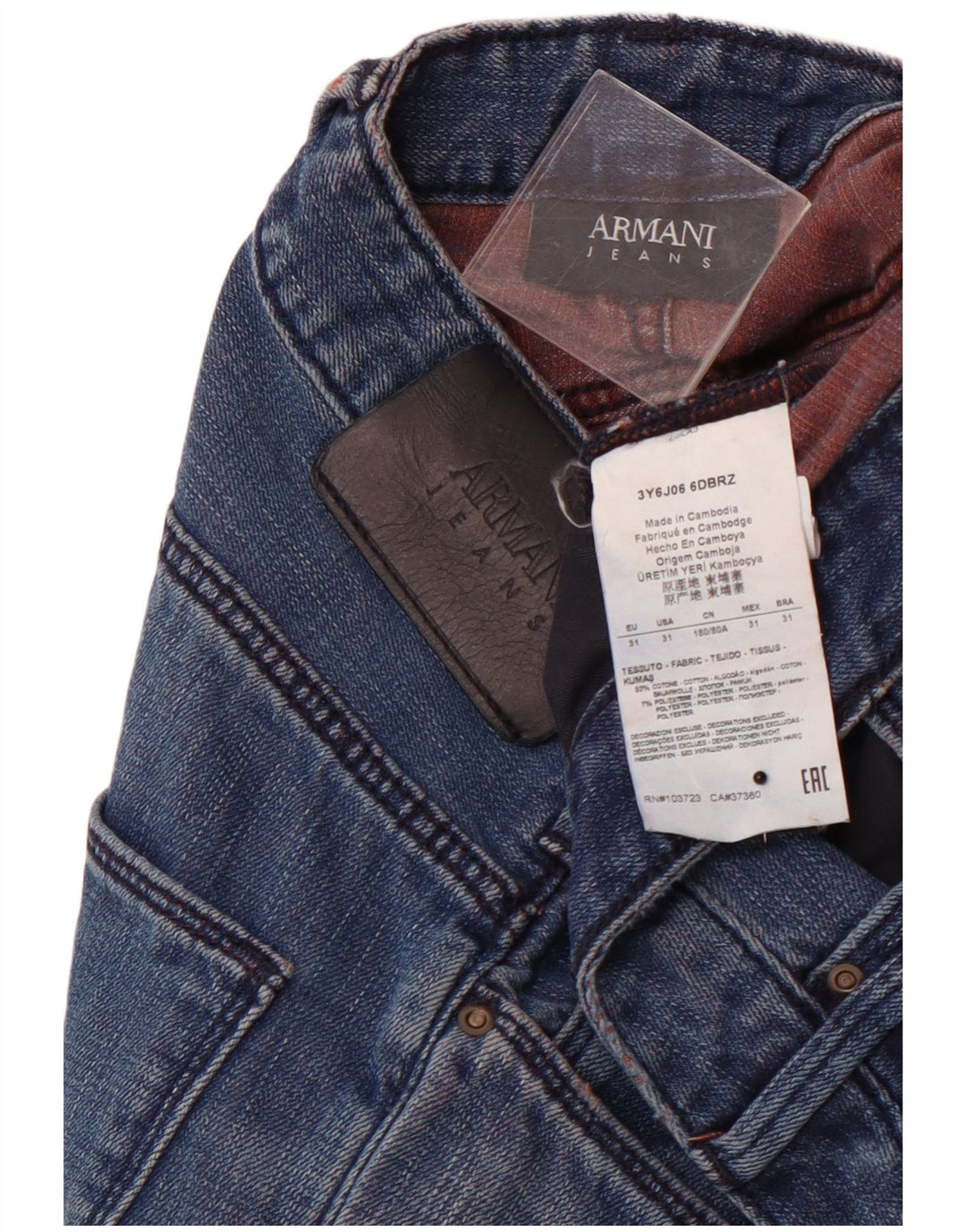 ARMANI Damen Slim Jeans W31 L34 Blaue Baumwolle