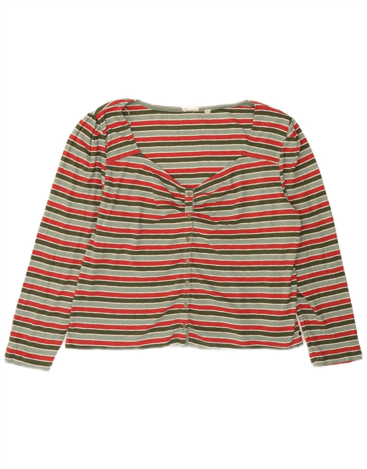 Fat Face Damen Crop Shirt Bluse UK 24 4XL Grün gestreift Baumwolle