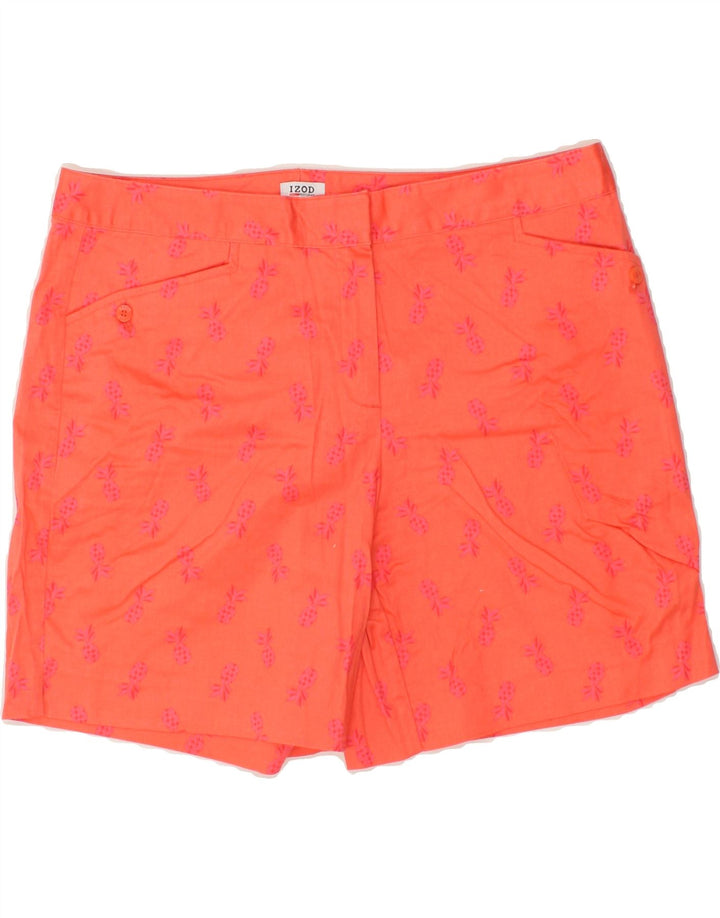 IZOD Womens Abstract Pattern Casual Shorts US 12 Large W34  Orange Vintage Izod and Second-Hand Izod from Messina Hembry 