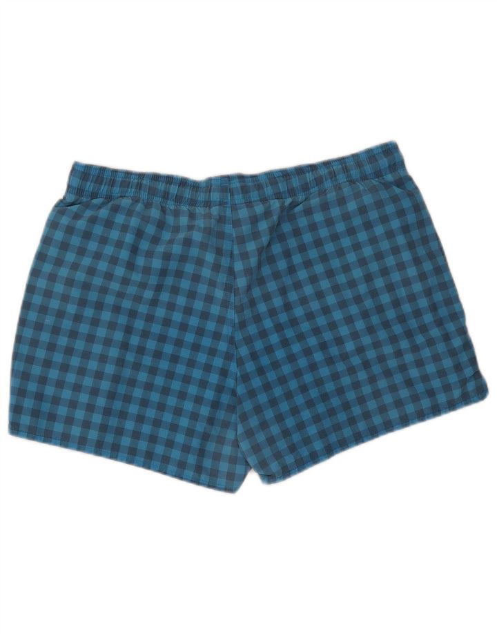 Adidas Herren-Badeshorts aus mittelblauem Gingham-Polyester