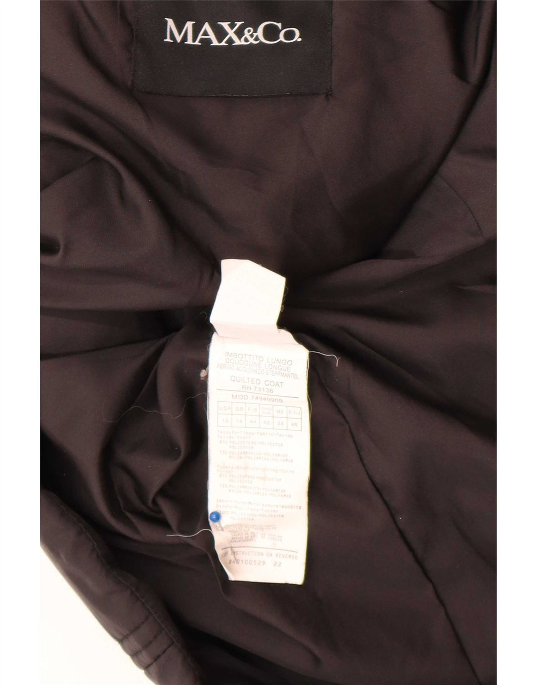 Max & Co. Damen Steppmantel UK 14 Mittelschwarzes Polyester