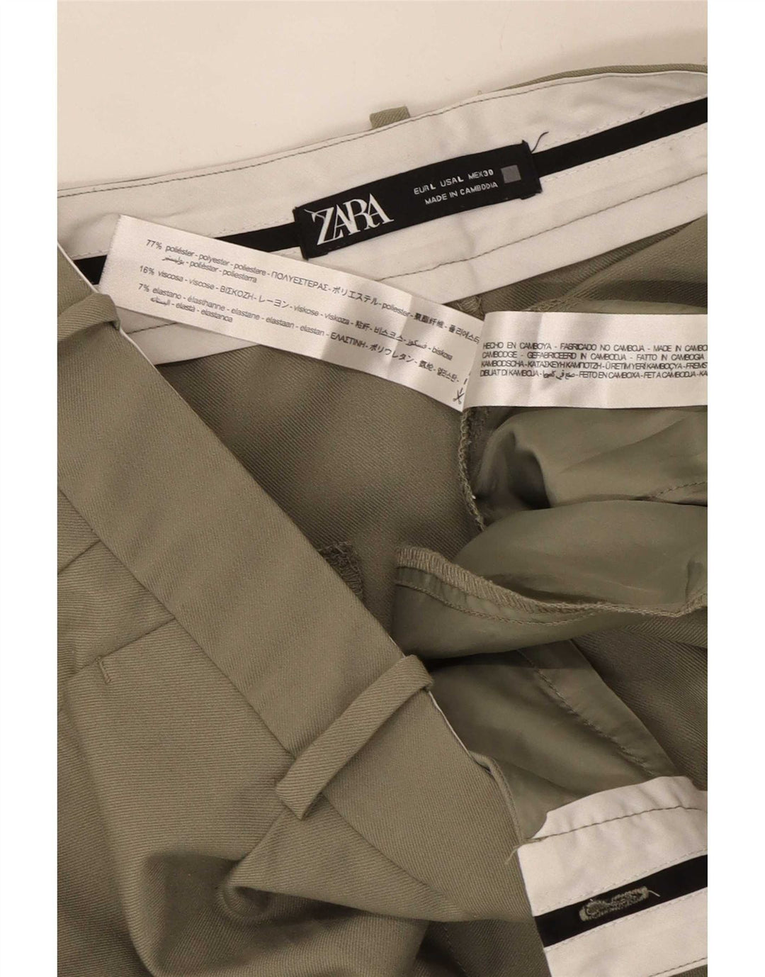 Zara Damen-Anzughose mit weitem Bein, groß, W30, L32, grünes Polyester