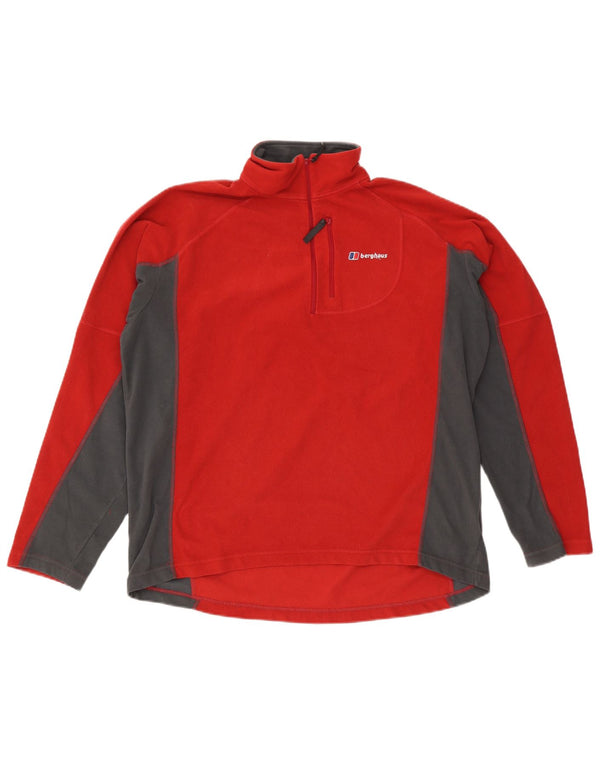 Berghaus Herren-Fleecepullover mit Reißverschluss, XL, rotes Farbblock-Polyester