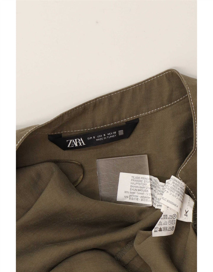 Kurzärmliger Overall von Zara für Damen, UK 10, Größe S, Khaki, Lyocell