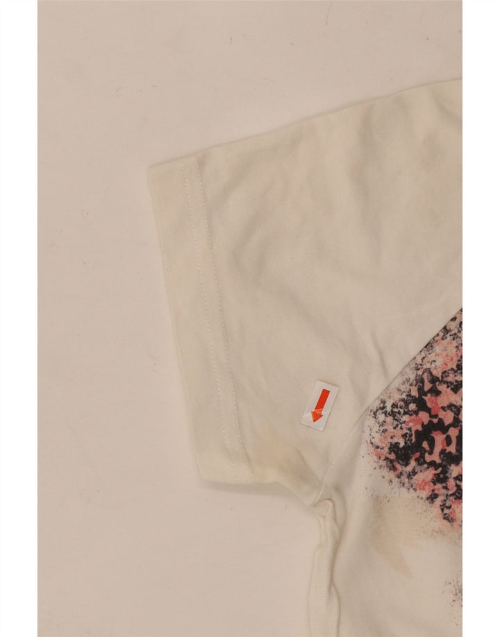 ADIDAS Grafik-T-Shirt für Damen, UK 10, Größe S, weiß, Baumwolle mit Animal-Print