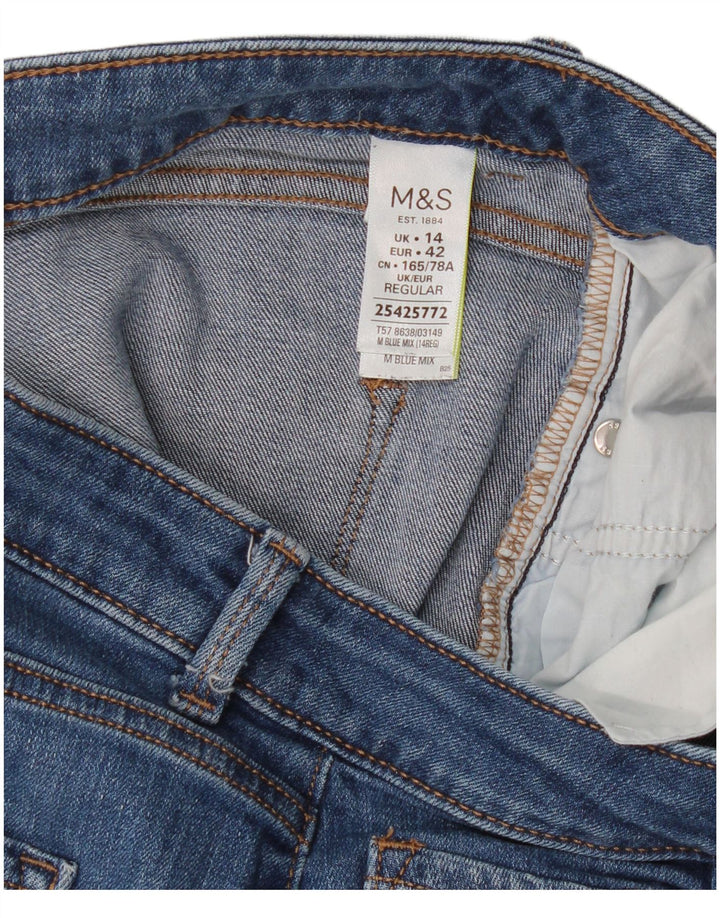 Marks & Spencer Damen Regular Slim Jeans UK 14 Large W36 L29 Blaue Baumwolle