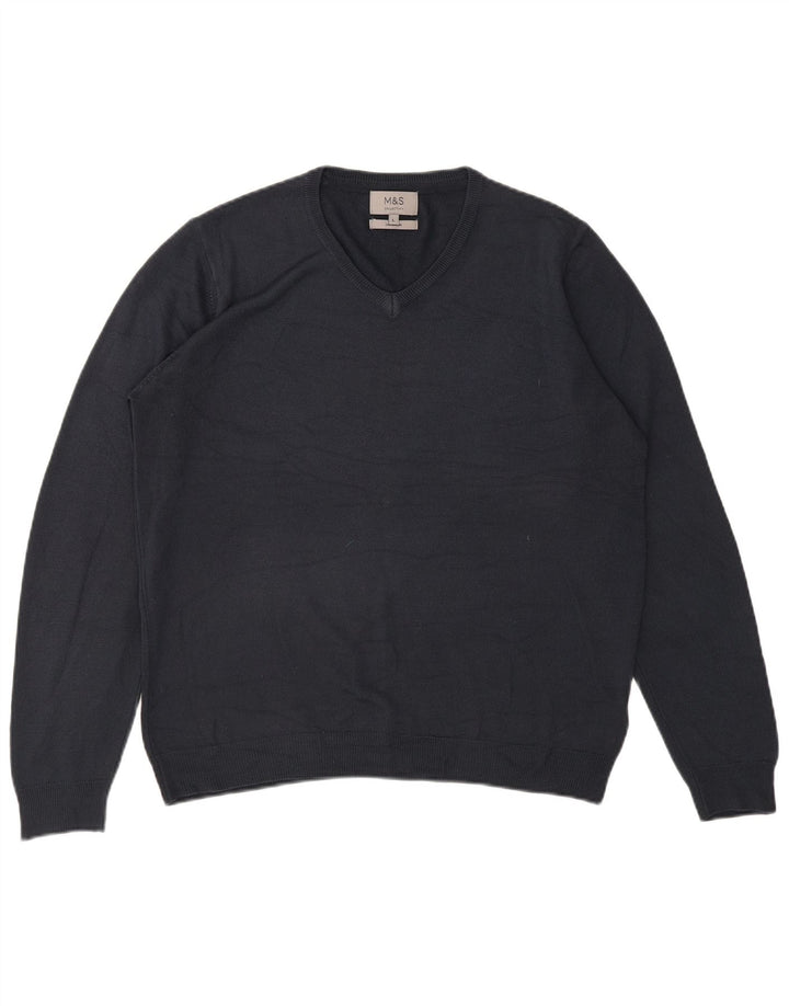 MARKS & SPENCER Herren-Pullover mit V-Ausschnitt, groß, Marineblau, Acryl
