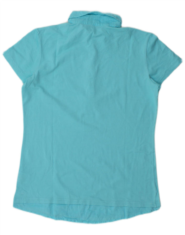 Fred Perry Damen Poloshirt UK 14 Große blaue Baumwolle
