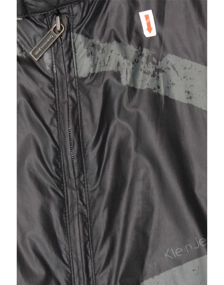 Calvin Klein Jeans Herren-Regenjacke mit Grafik, UK 40, Größe L, Schwarz, Polyamid