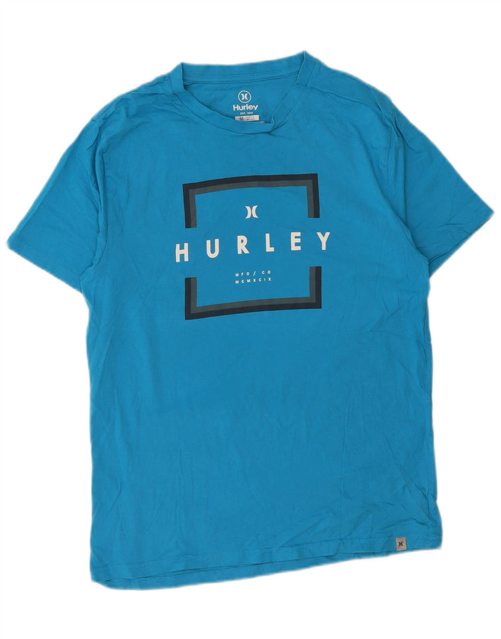 Hurley Herren Grafik-T-Shirt-Oberteil aus mittelblauer Baumwolle