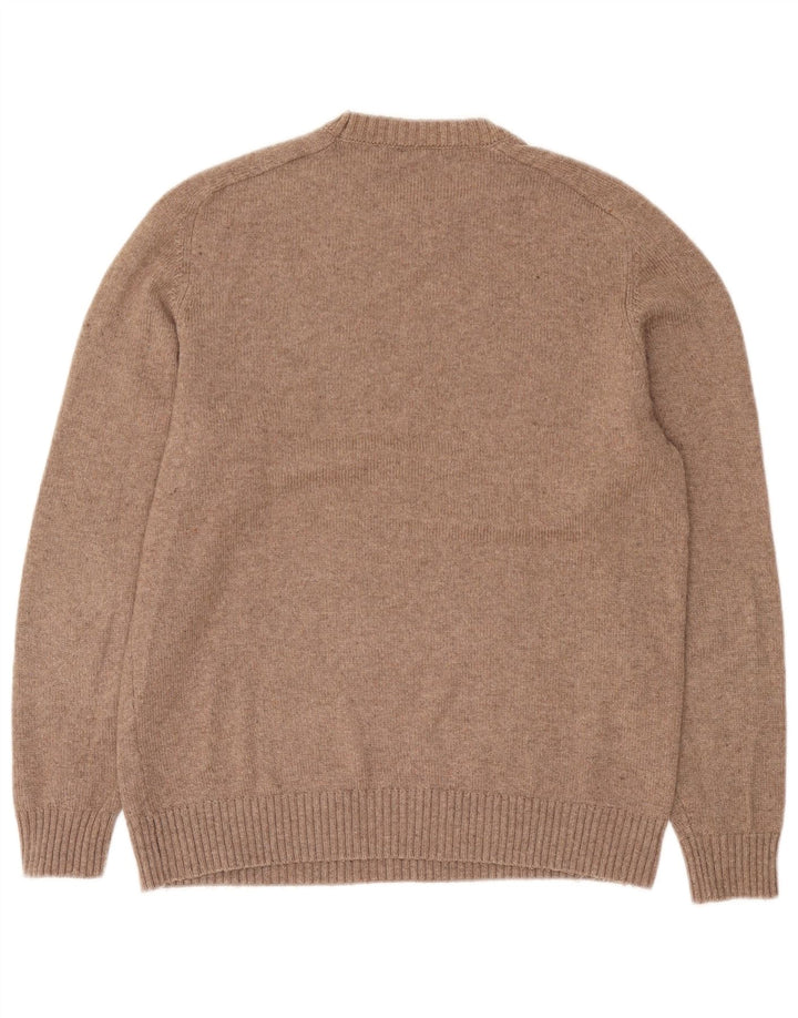 Zara Herren-Pullover mit Rundhalsausschnitt, mittelbraunes Polyester