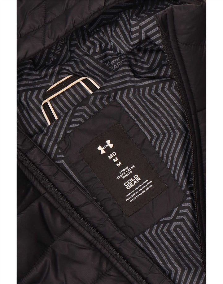 Under Armour Damen Cold Gear Hooded Wattierte Jacke UK 14 Medium Schwarz