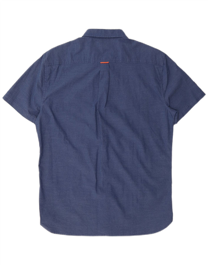 Superdry Herren Kurzarm-Hemd in normaler Passform, mittelmarineblaue Baumwolle