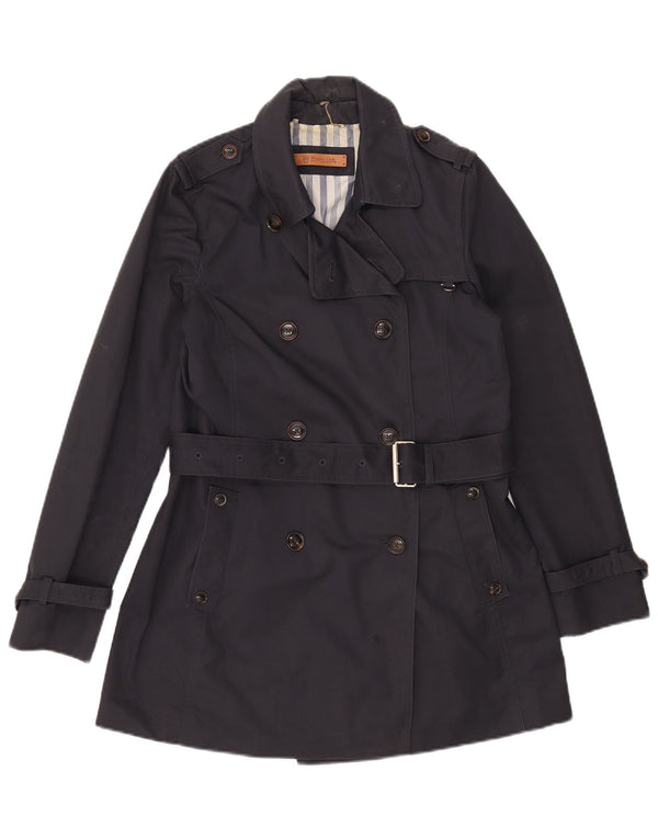 Massimo Dutti Damen Trenchcoat UK 12 Medium Marineblau Baumwolle