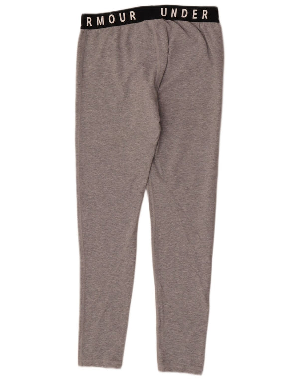 Under Armour Damen Graphic Leggings UK 14 Mittelgraue Colourblock-Baumwolle