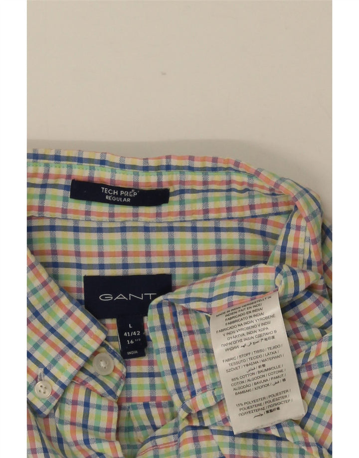 GANT Herren Kurzarmhemd Größe 41/42 16 1/2 Großes mehrfarbiges Karo