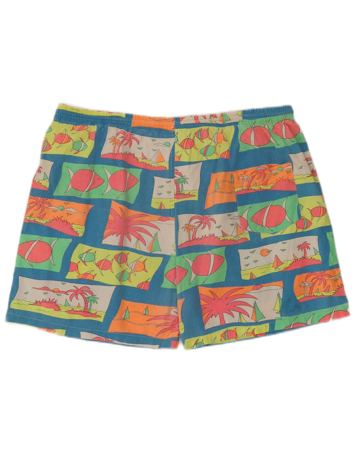 Vintage Herren-Badeshorts mit abstraktem Muster, mittelgroß, mehrfarbig