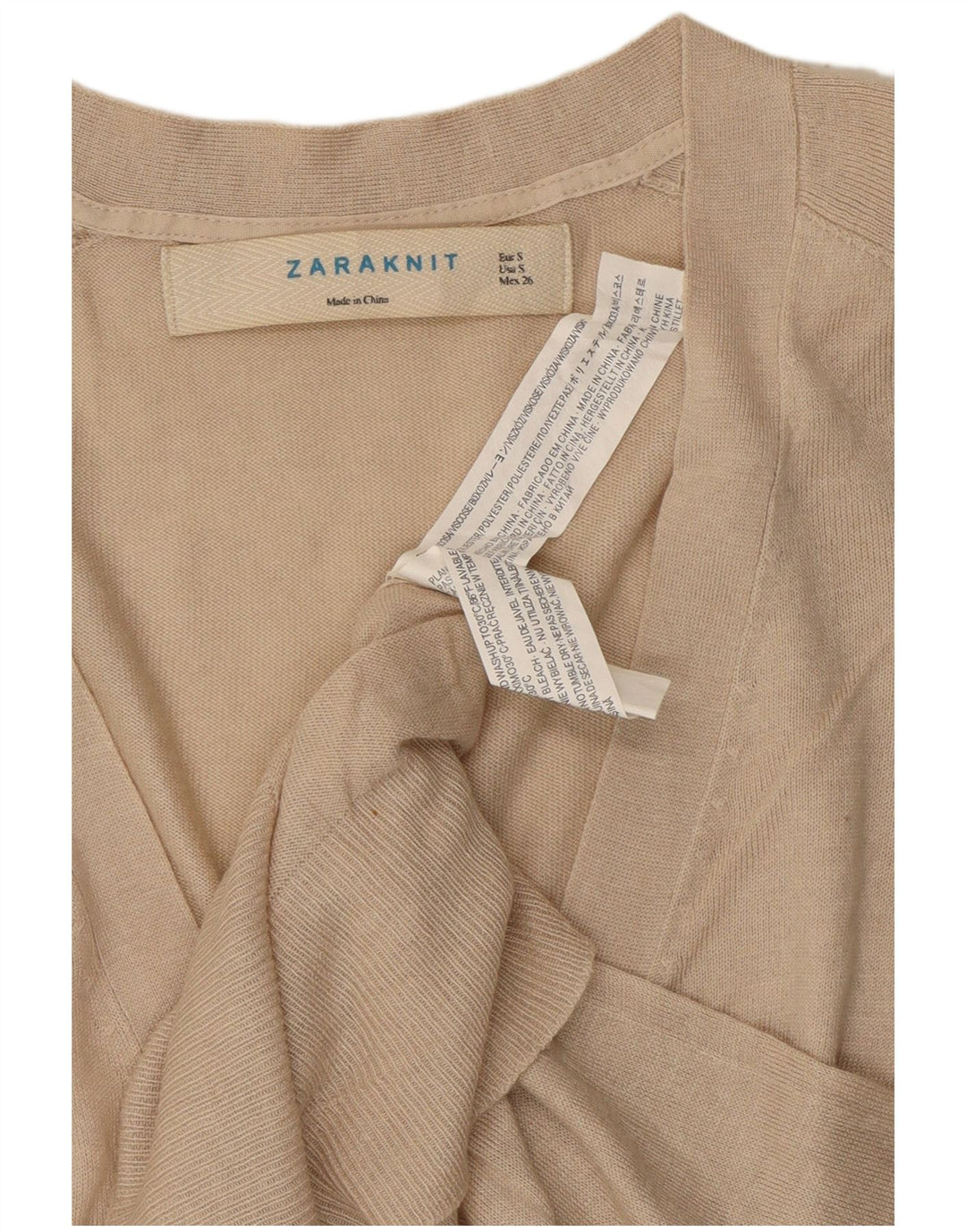 ZARA Damen-Cardigan-Pullover UK 10 Small Off White Viscose