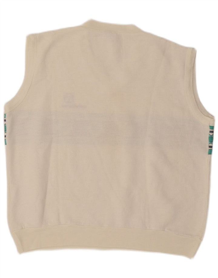 Sergio Tacchini Herren Weste Tank Top XL Weiß Geometrisches Acryl