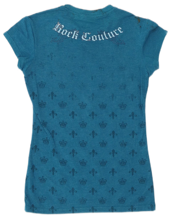 HARD ROCK CAFE Damen San Diego Graphic T-Shirt Top UK 8 Small Blau Baumwolle