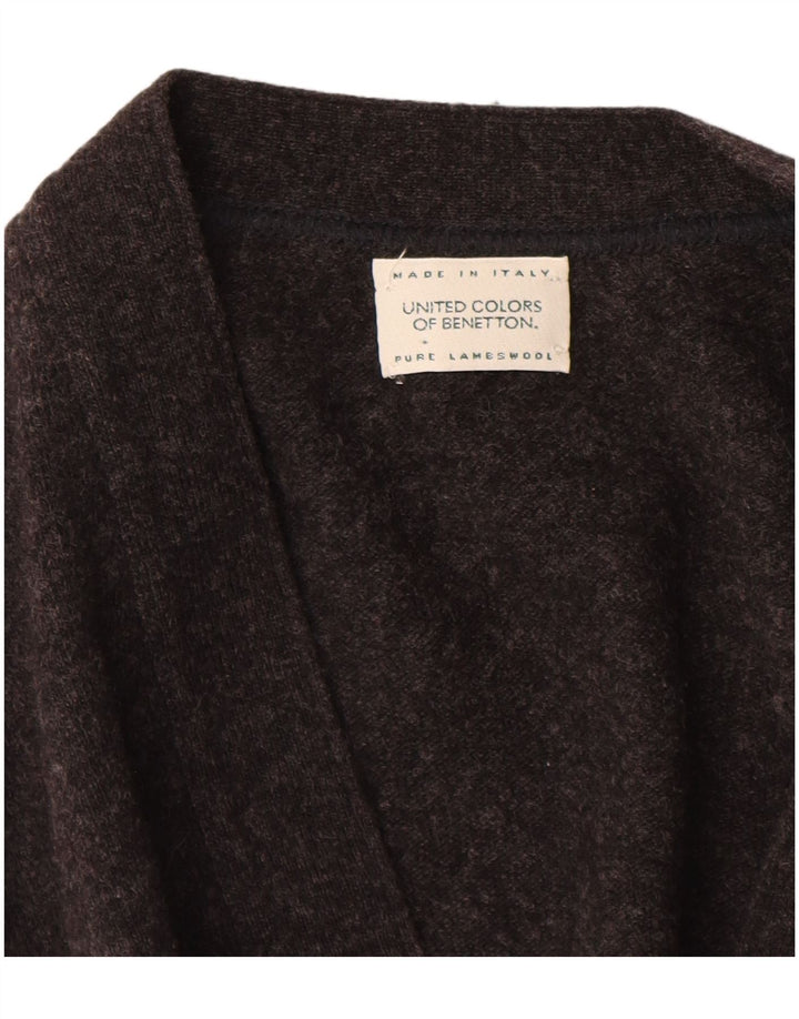 Benetton Herren-Cardigan, ärmellos, mittelgraue Schurwolle