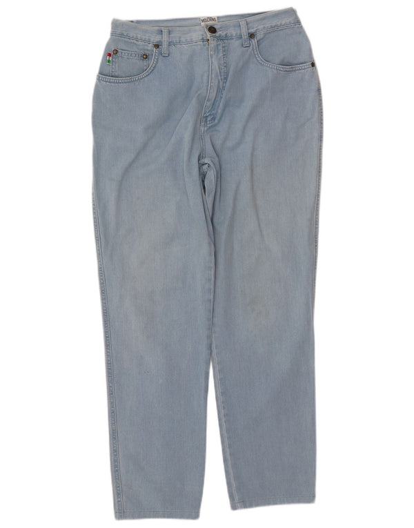 MOSCHINO Damen High Waist Tapered Jeans W33 L27 Blaue Baumwolle