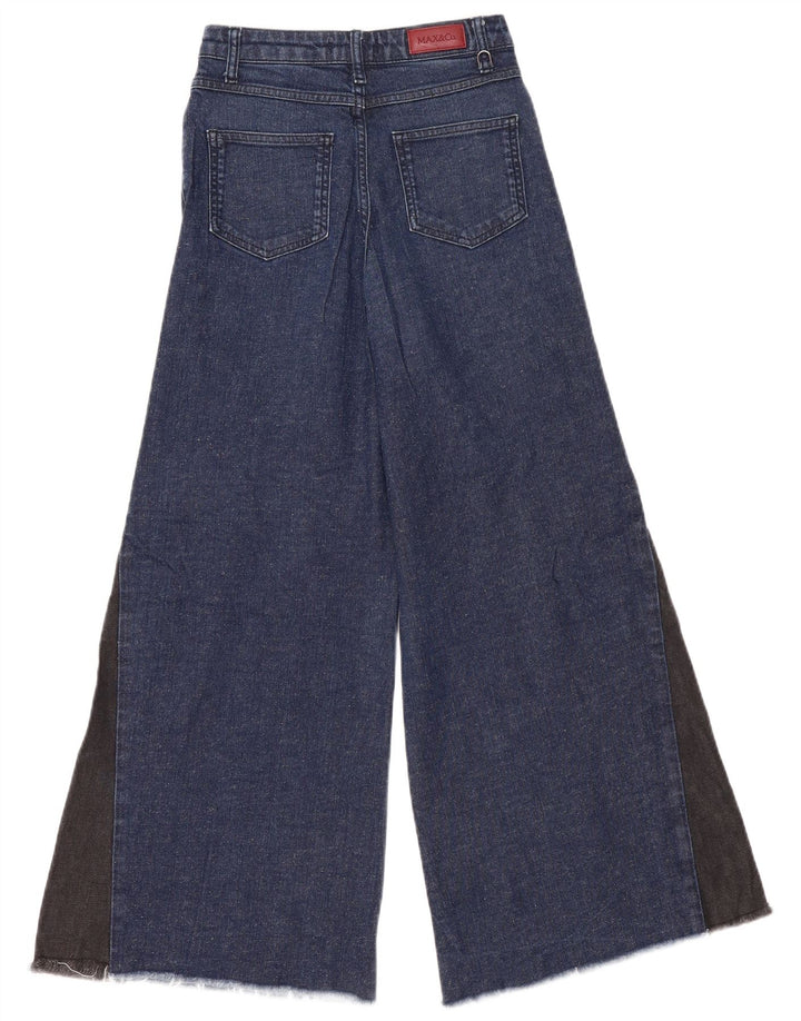 Max & Co. Schlagjeans für Damen, W26, L28, blaue Colourblock-Baumwolle
