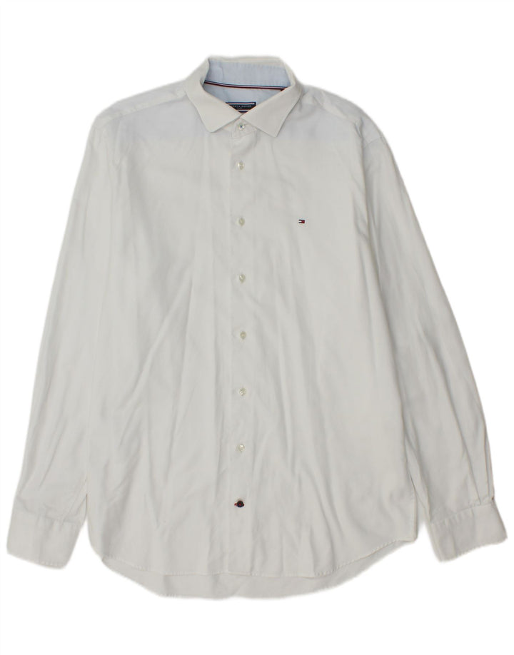 Tommy Hilfiger Herren-Hemd in normaler Passform, Größe 42 16 1/2 Large Weiß