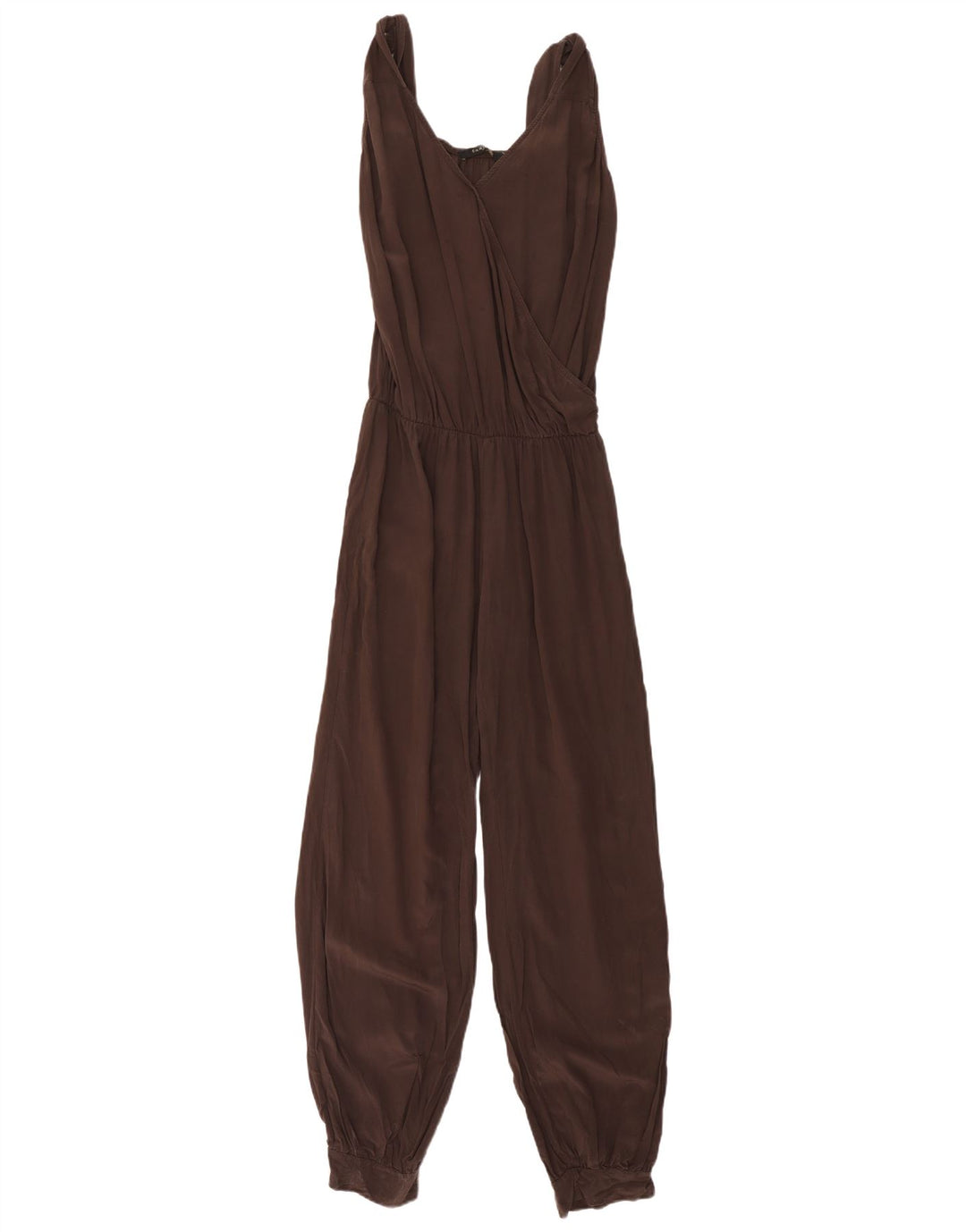 Vintage Damen Ärmelloser Overall IT 44 Mittelbraune Seide
