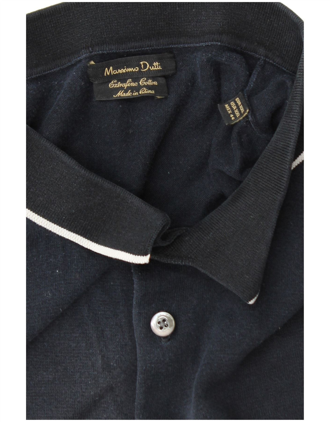 Massimo Dutti Herren Poloshirt 2XL Marineblau Baumwolle