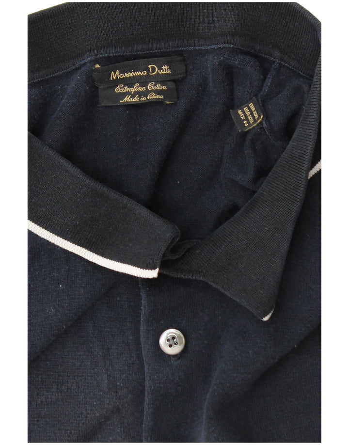 Massimo Dutti Herren Poloshirt 2XL Marineblau Baumwolle