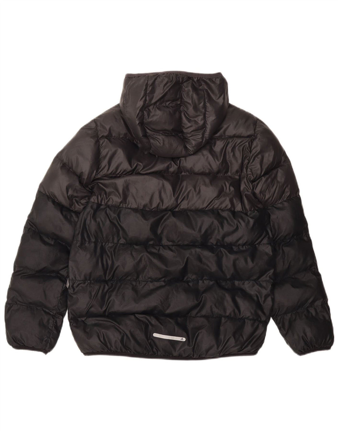 ADIDAS Wattierte Jungenjacke mit Kapuze, 13–14 Jahre, schwarzes Colourblock-Polyester