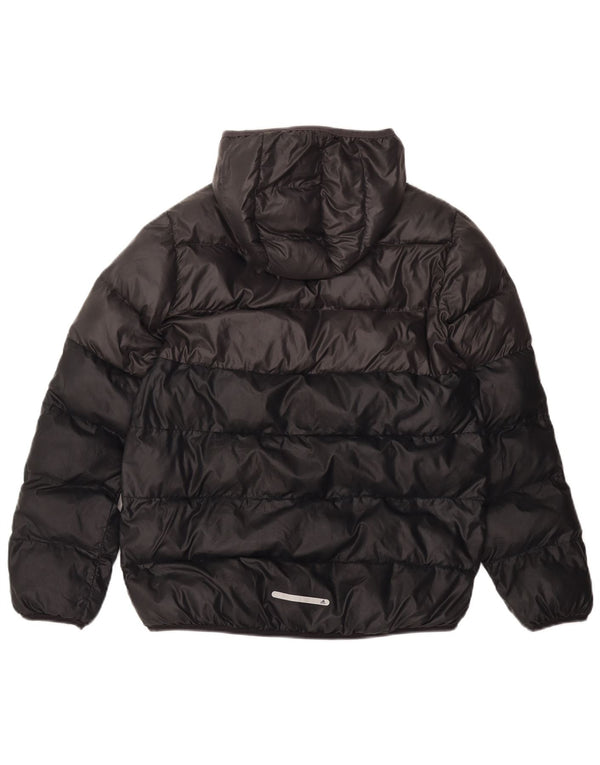 ADIDAS Wattierte Jungenjacke mit Kapuze, 13–14 Jahre, schwarzes Colourblock-Polyester