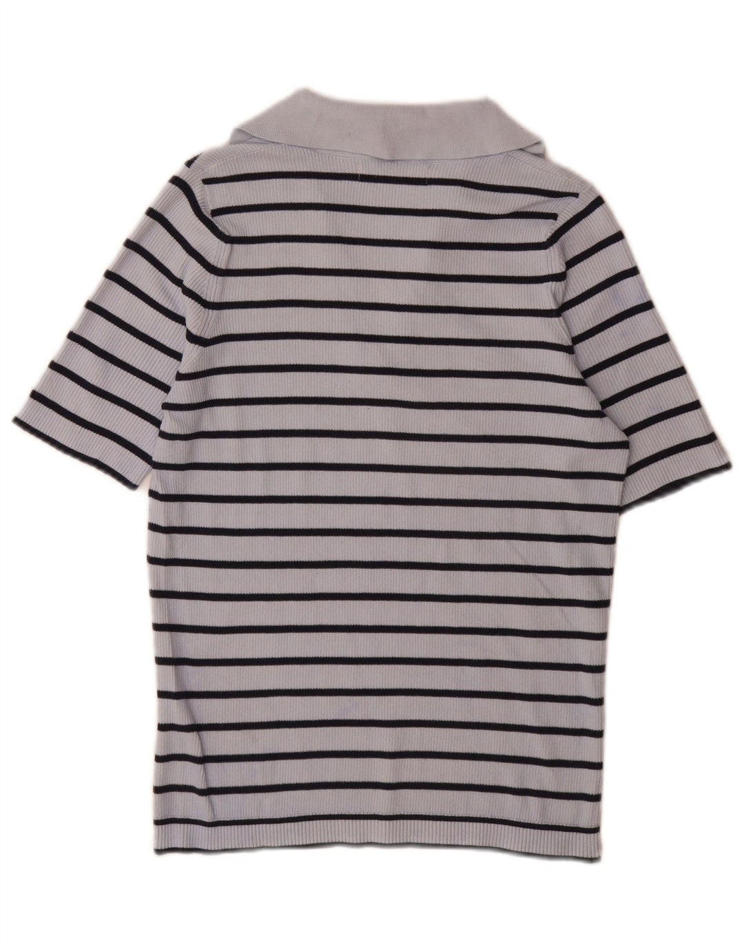 Marks & Spencer Damen Poloshirt UK 14 Mittelblau gestreift aus Baumwolle